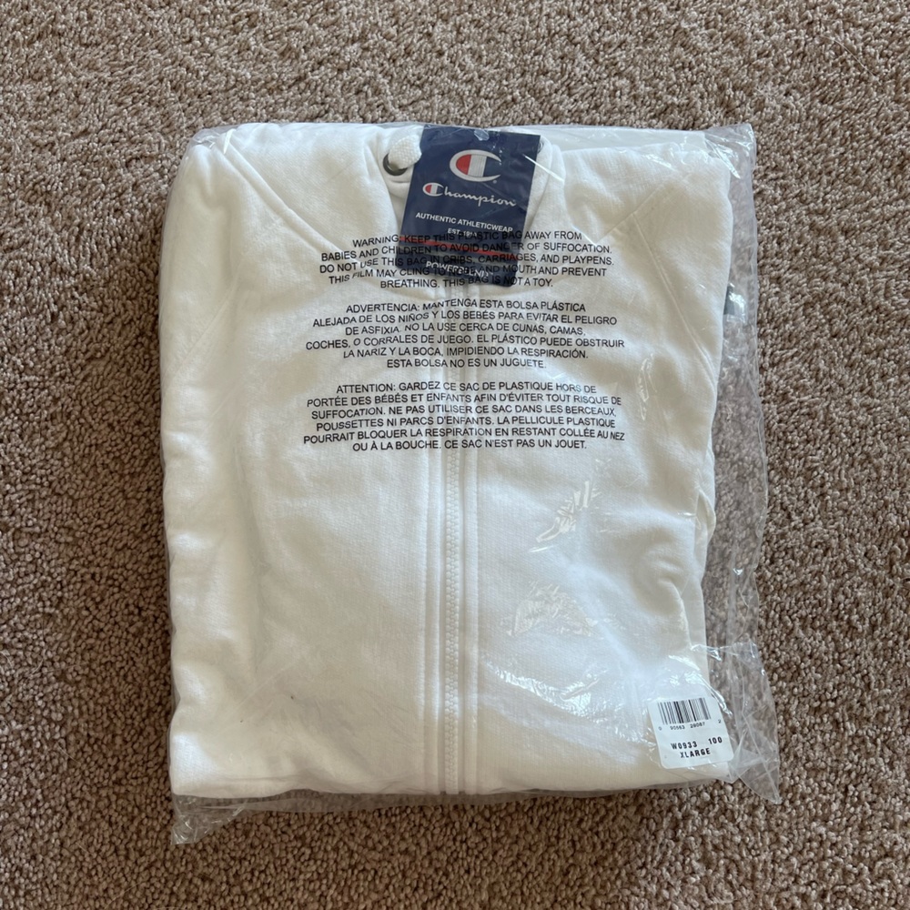 Champion Full-Zip Hoodie White XL *BRAND NEW IN BAG*